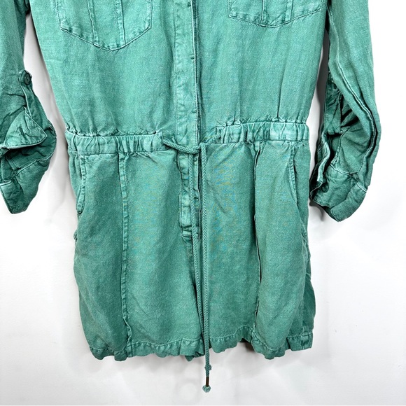 Young Fabulous & Broke Lakeside Linen Romper Palm Pigment Green Small - Picture 8 of 16